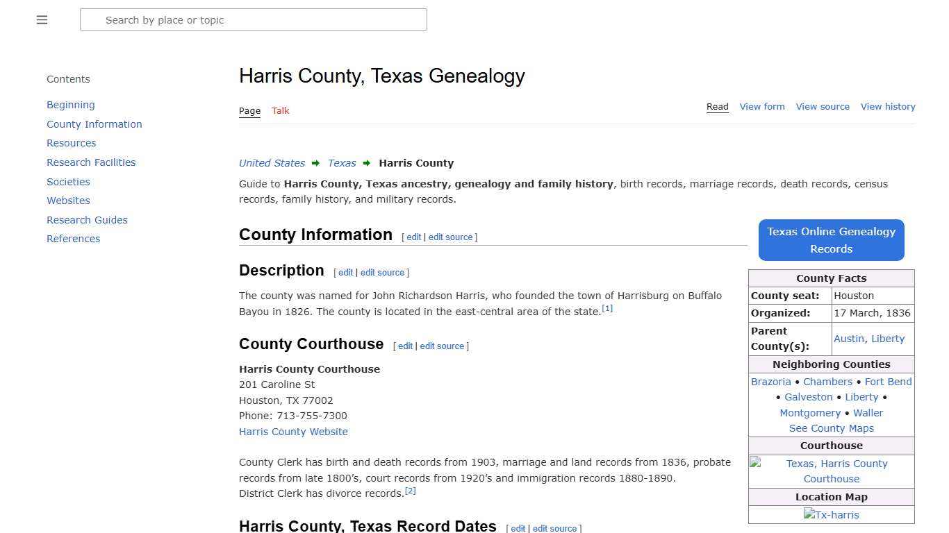 Harris County, Texas Genealogy • FamilySearch
